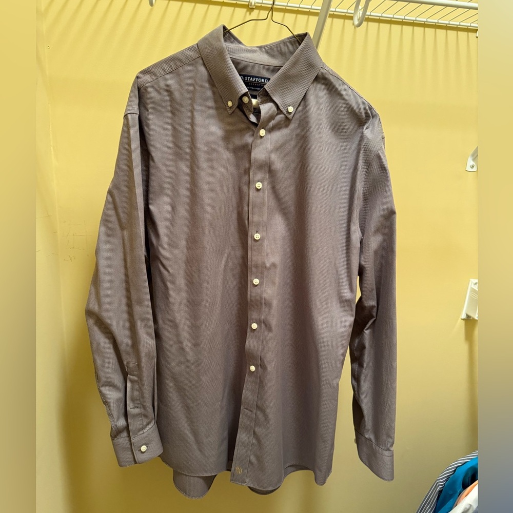 Stafford Men's Charcoal Button-Down Shirt Size 16.5/34-35